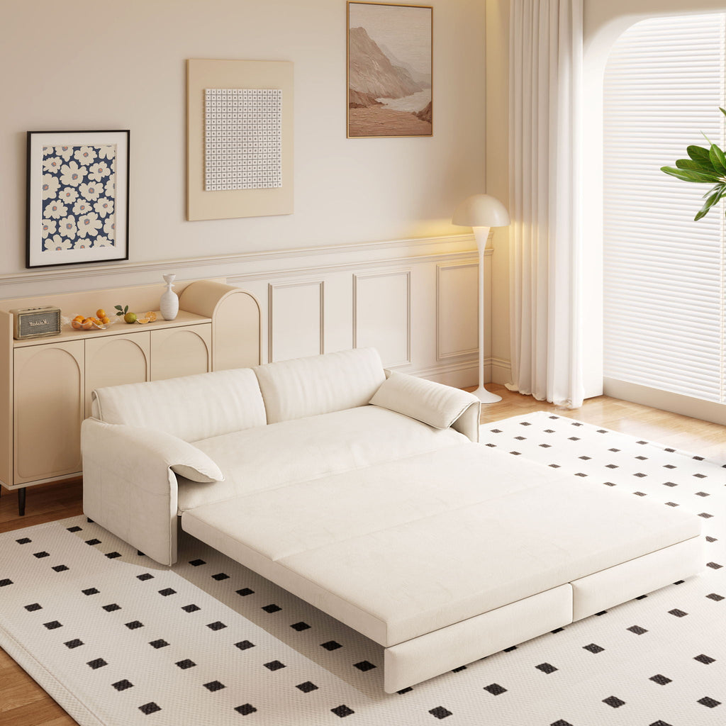 Queen Pull Out Sofa Bed, 3 In 1 Convertible Sleeper Sofa With Side Storage