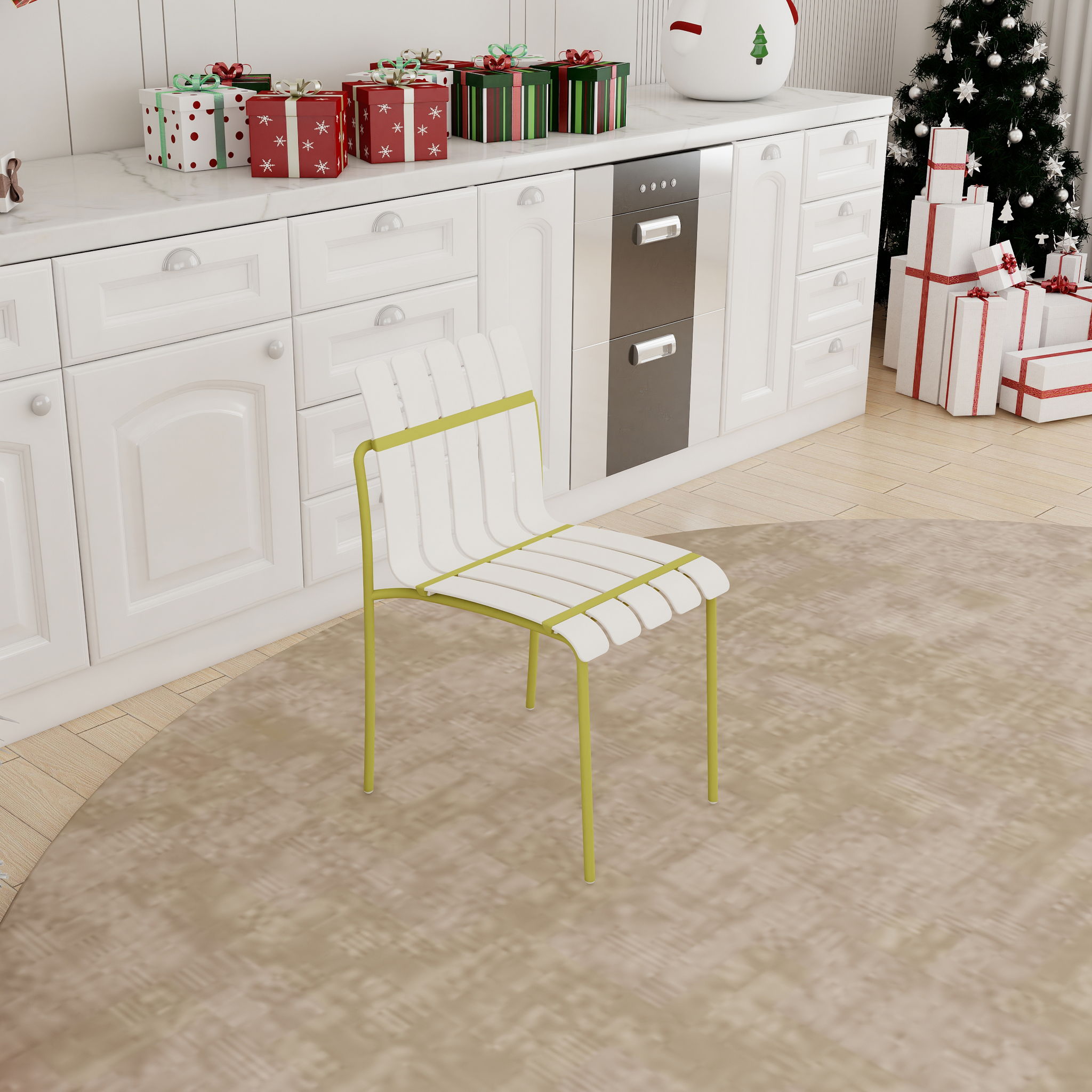 4 Piece Set Of Modern Color Block Designed Single Chairs