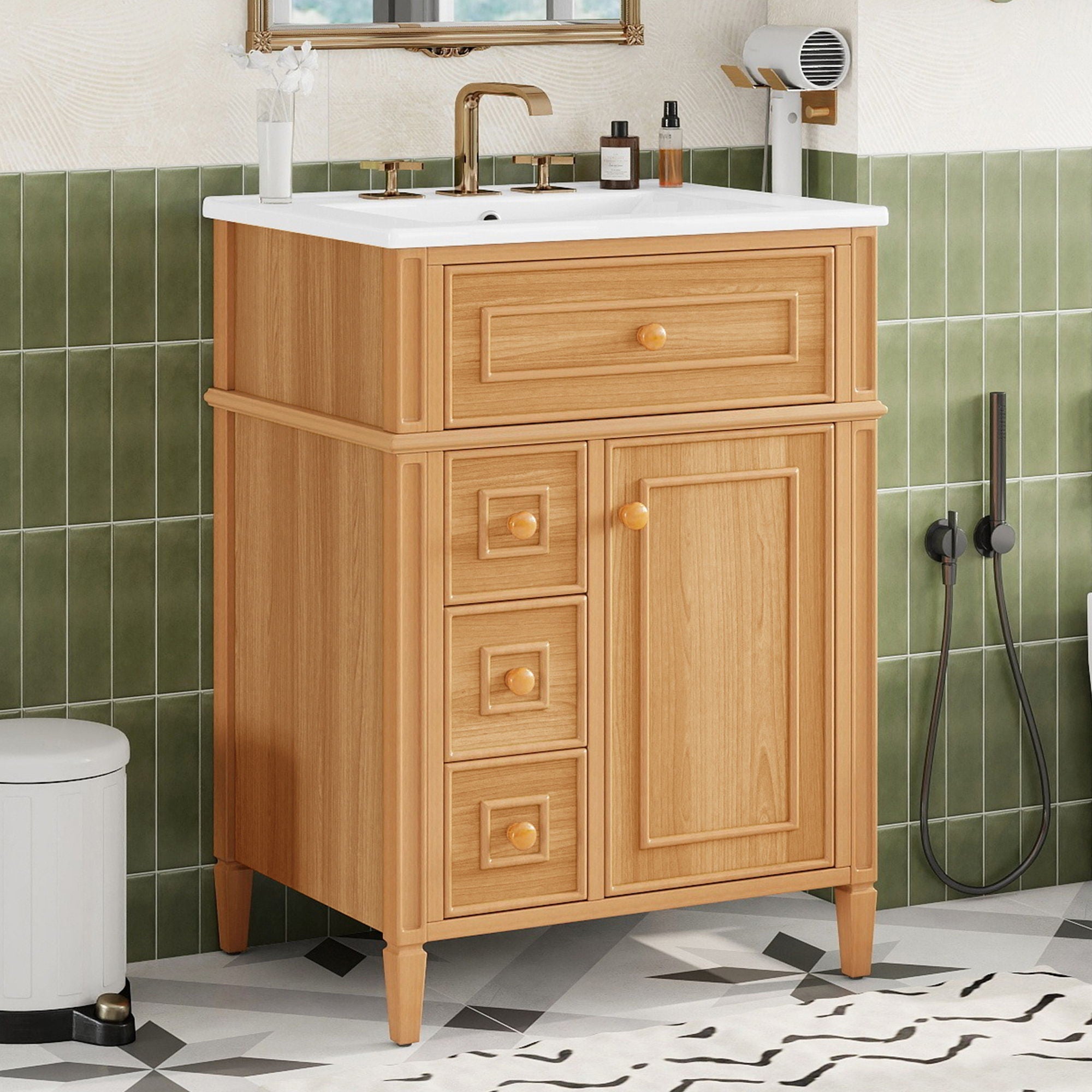 Bathroom Vanity With Sink, Cabinet With Flip Out Drawer, 2 Soft Close Drawers, 1 Soft Close Door - Wood