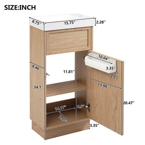 15.75 Bathroom Vanity With Reversible Resin Sink And Cabinet - Wood