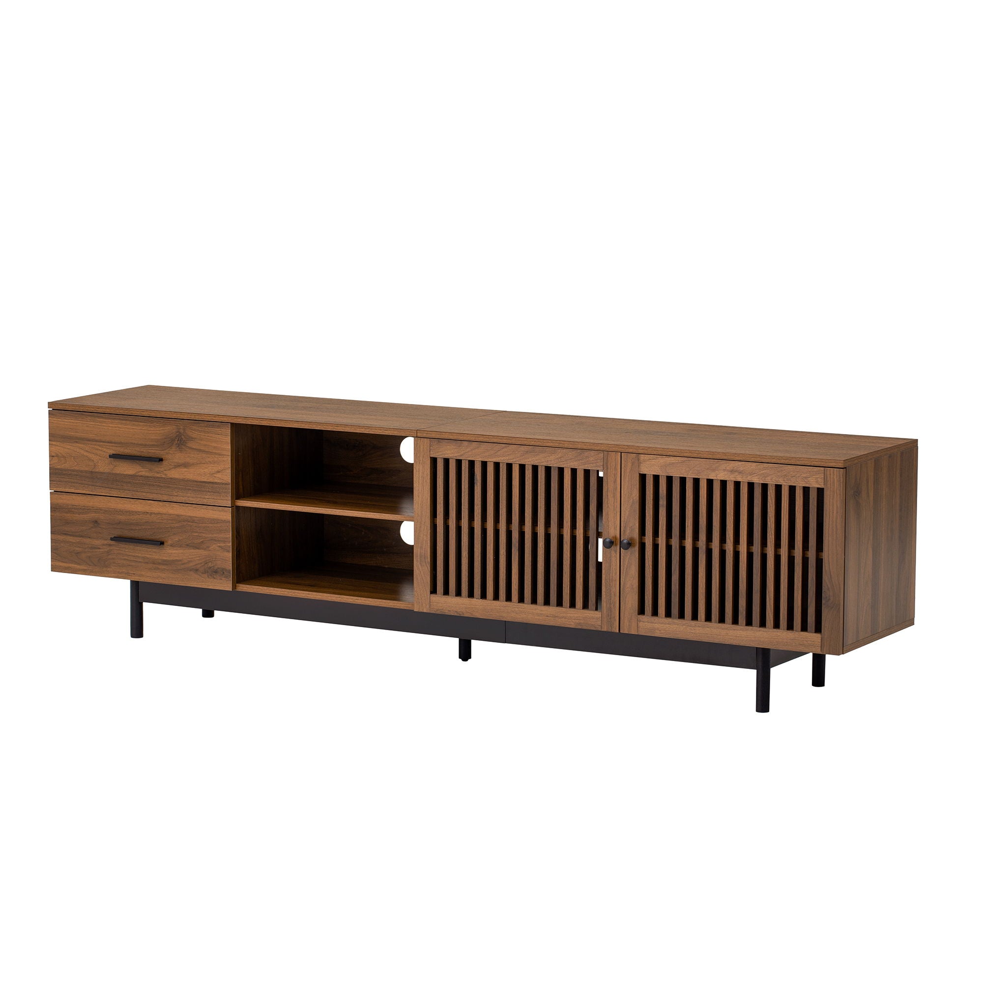 78 TV Stand For TVs Up To 85 Entertainment Center With Deep Drawers & Cable Management, Soft Closing Hinges - Walnut
