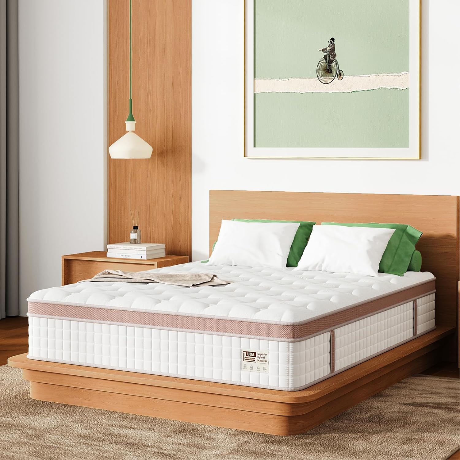 14 King Size, Firm Hybrid Mattress, Gel Memory Foam & Pocket Springs, Pressure Relief, Motion Isolation, Ergonomic Bed - White