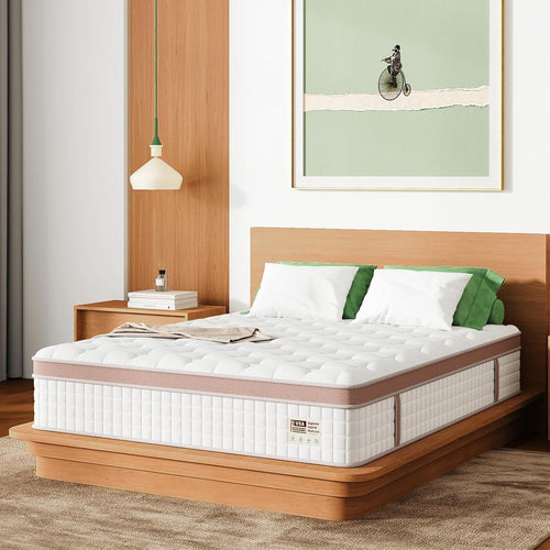 14 King Size, Firm Hybrid Mattress, Gel Memory Foam & Pocket Springs, Pressure Relief, Motion Isolation, Ergonomic Bed - White