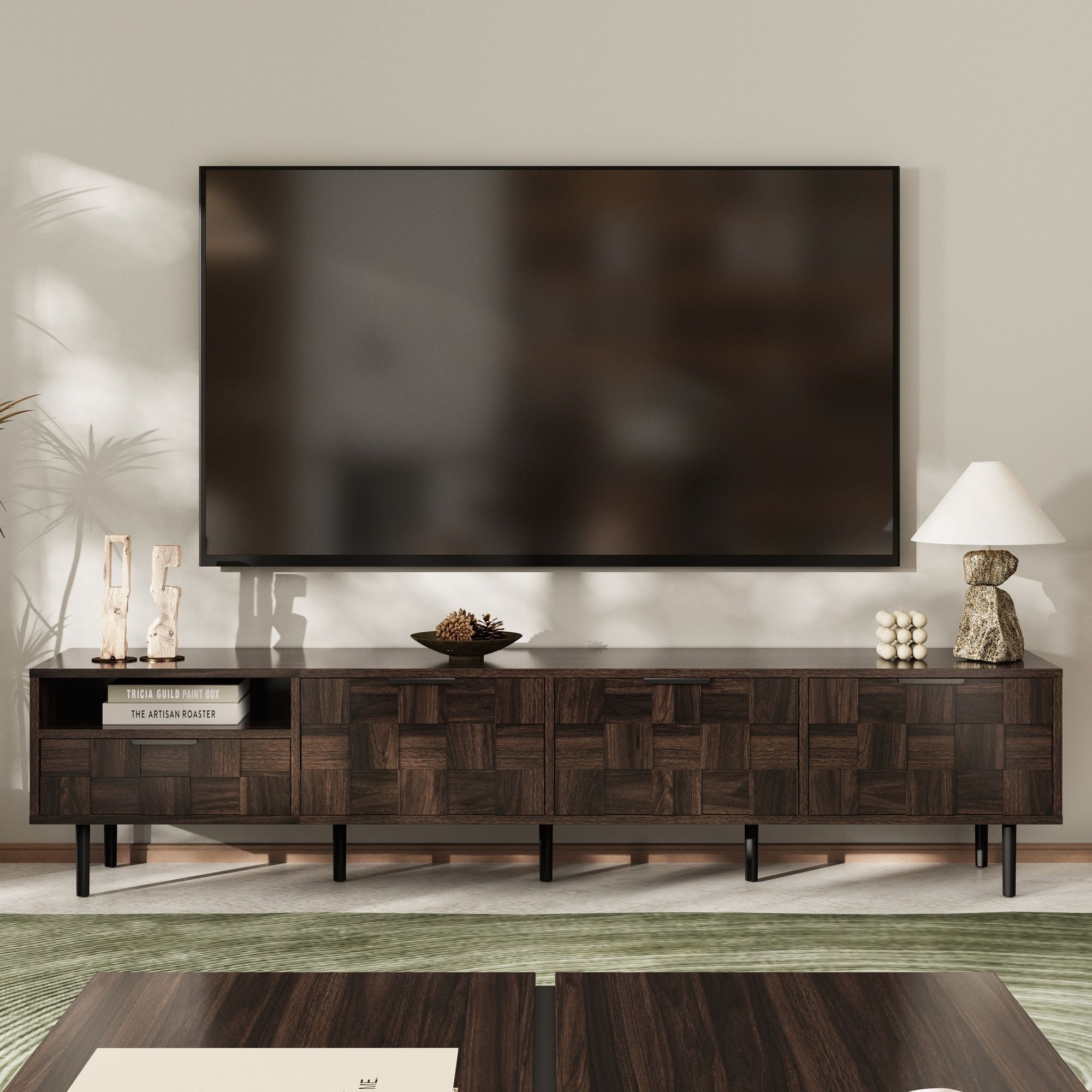 78 TV Stand With Storage Cabinets For Living Room - Walnut