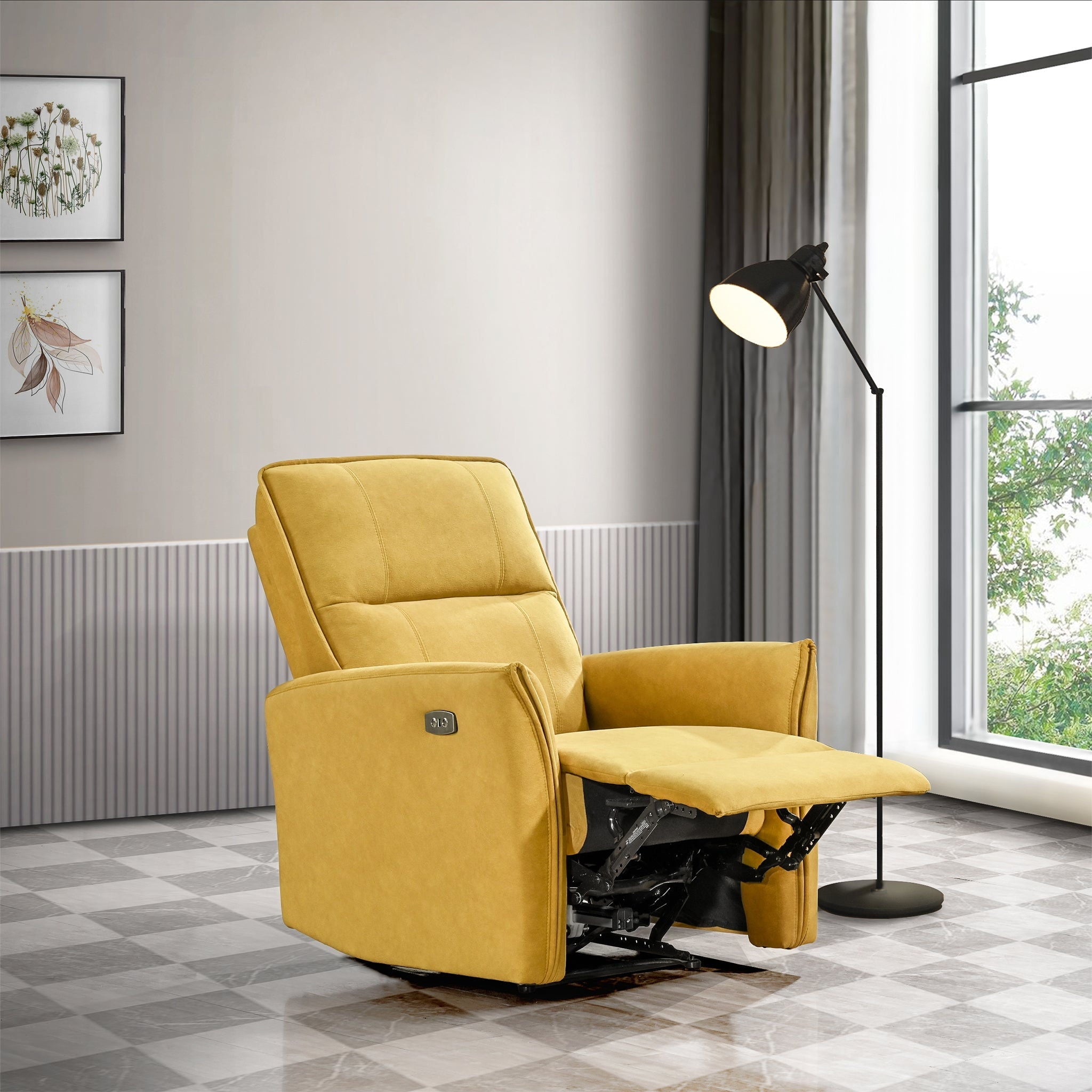 Suede Recliner Chair - Dark Yellow