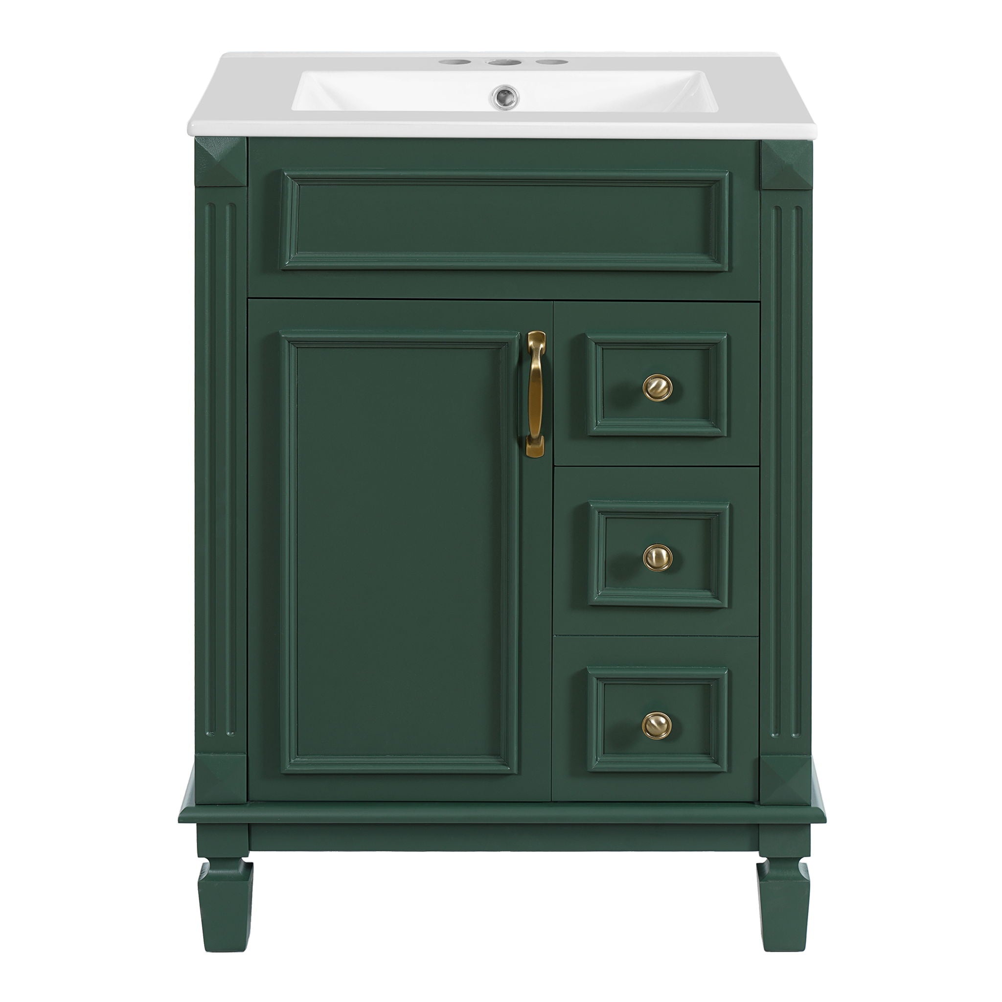 Bathroom Vanity With Sink, Compact Cabinet & 2 Drawers And Adjustable Shelf