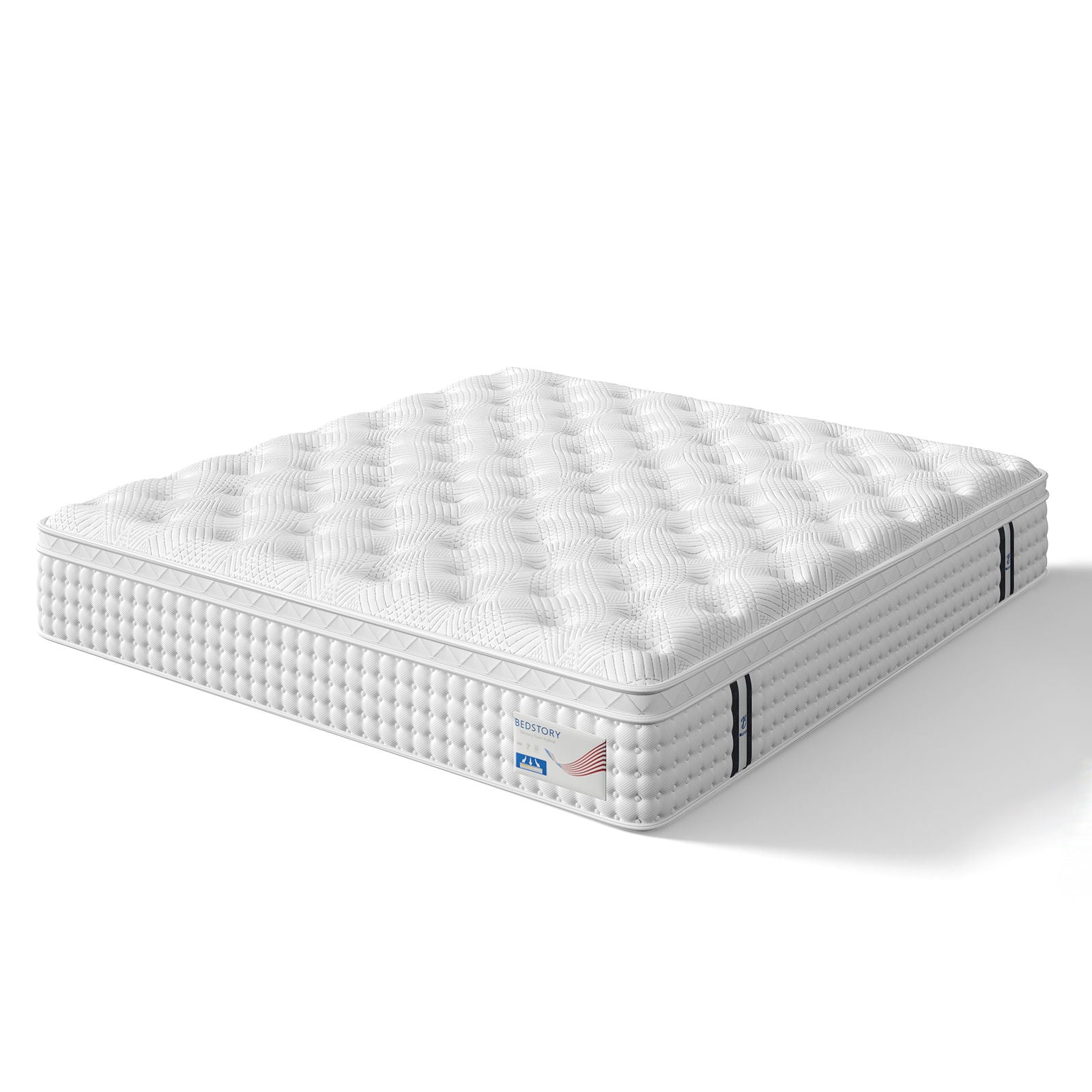 12 King Hybrid Mattress, Memory Foam & Pocket Spring Bed, Medium Firm Comfort, Spine Support, Quiet & Breathable - White