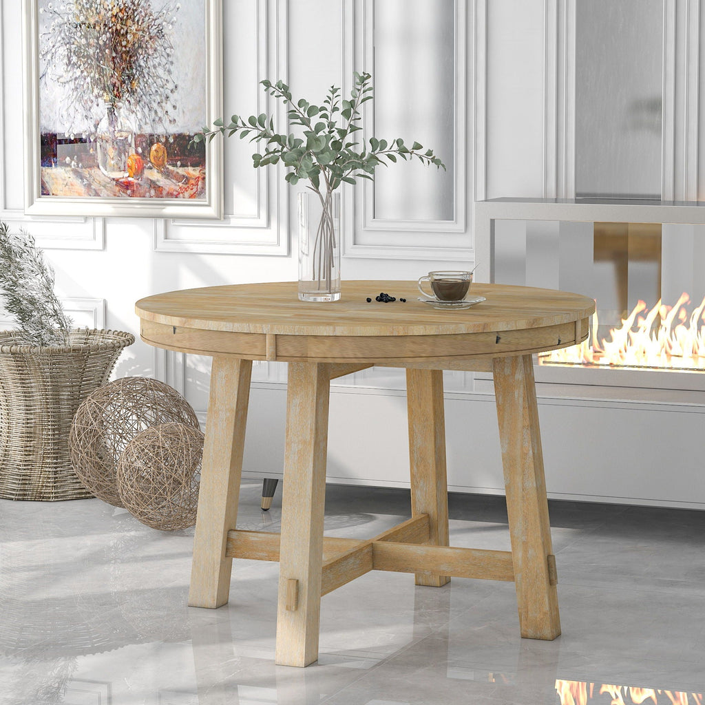 Gia - Round Extendable Dining Table With 16 Leaf Wood