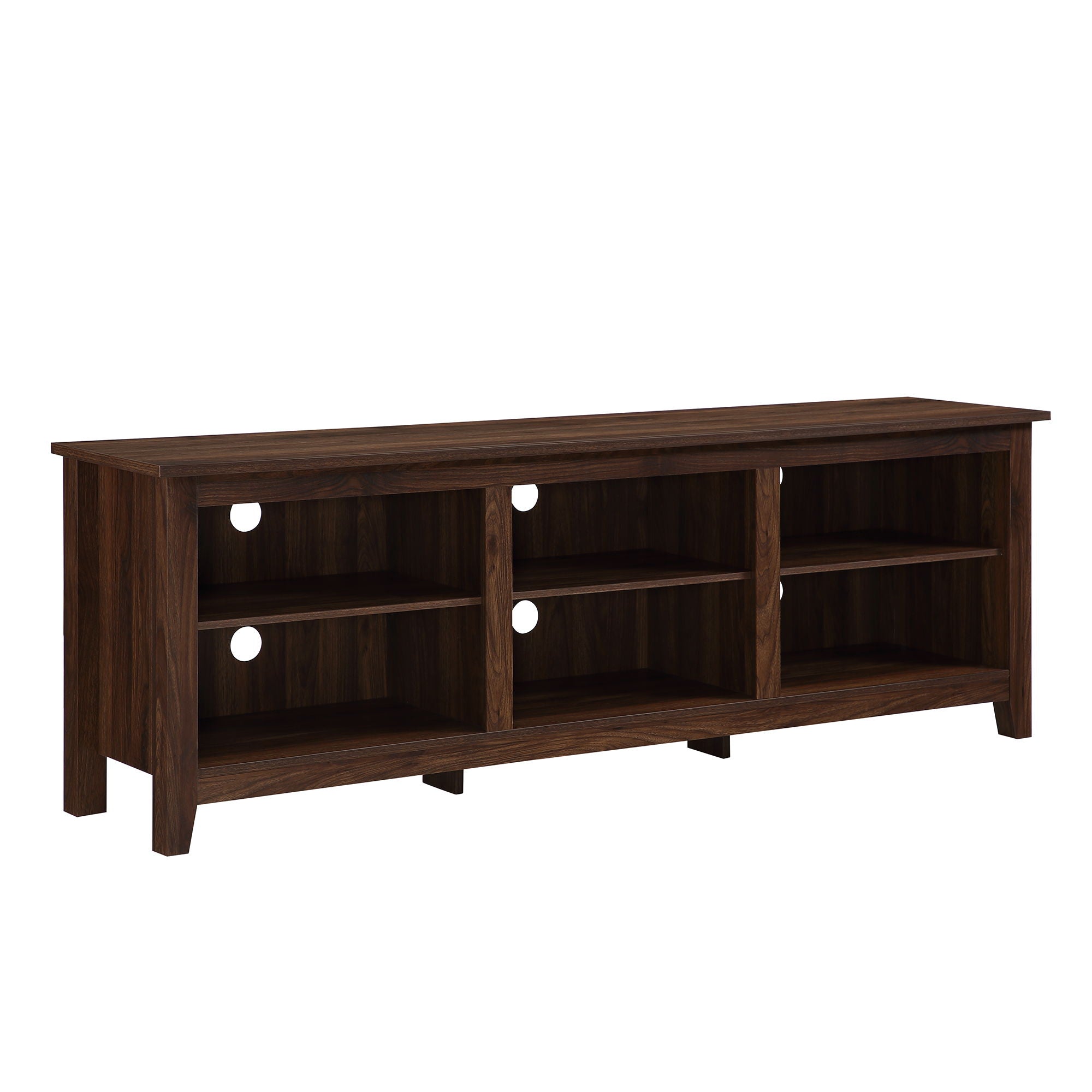 Aglow - 3 Shelf Open Storage 70 TV Stand For 80 TVs - Dark Walnut