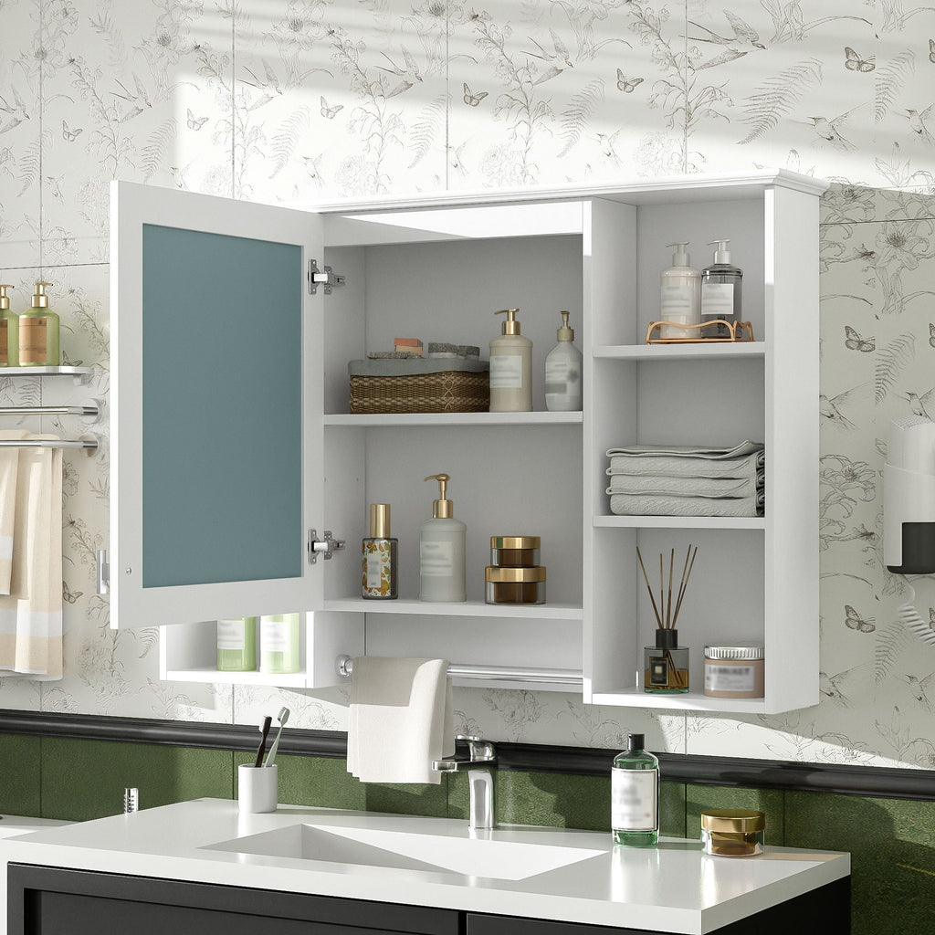 3 In 1 Modern Bathroom Mirror Cabinet With Adjustable Shelf, Soft Close Door, High Definition Mirror & Towel Bar