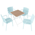 4 Modern Stackable Plastic Armchair Matched With Folding Square Table