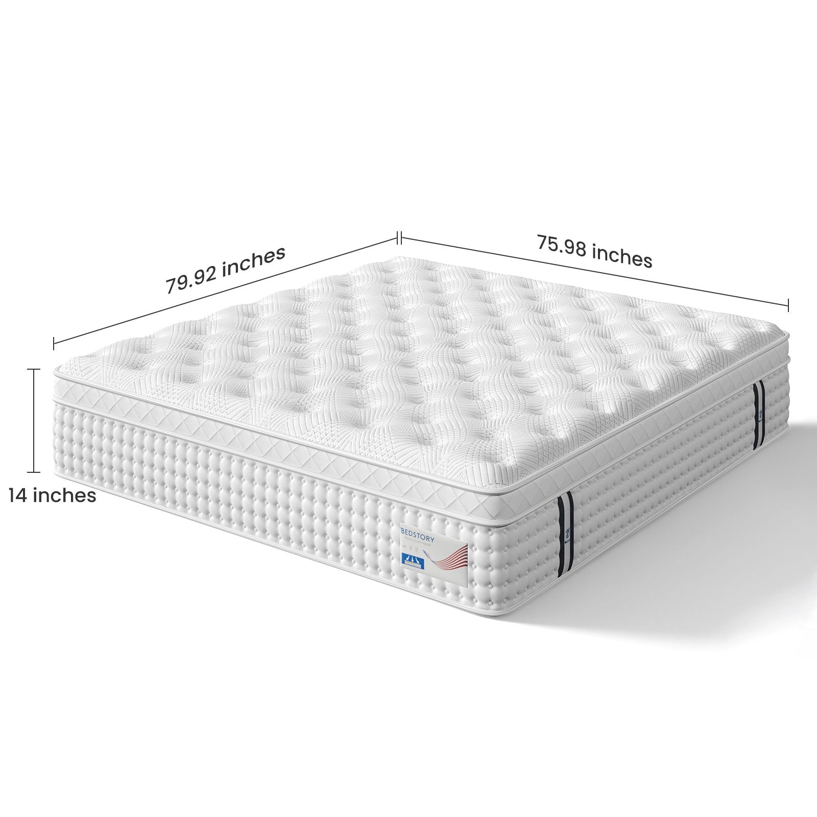 14 King Hybrid Mattress, Memory Foam & Pocket Spring Bed, Medium Firm Comfort, Spine Support, Quiet & Breathable - White