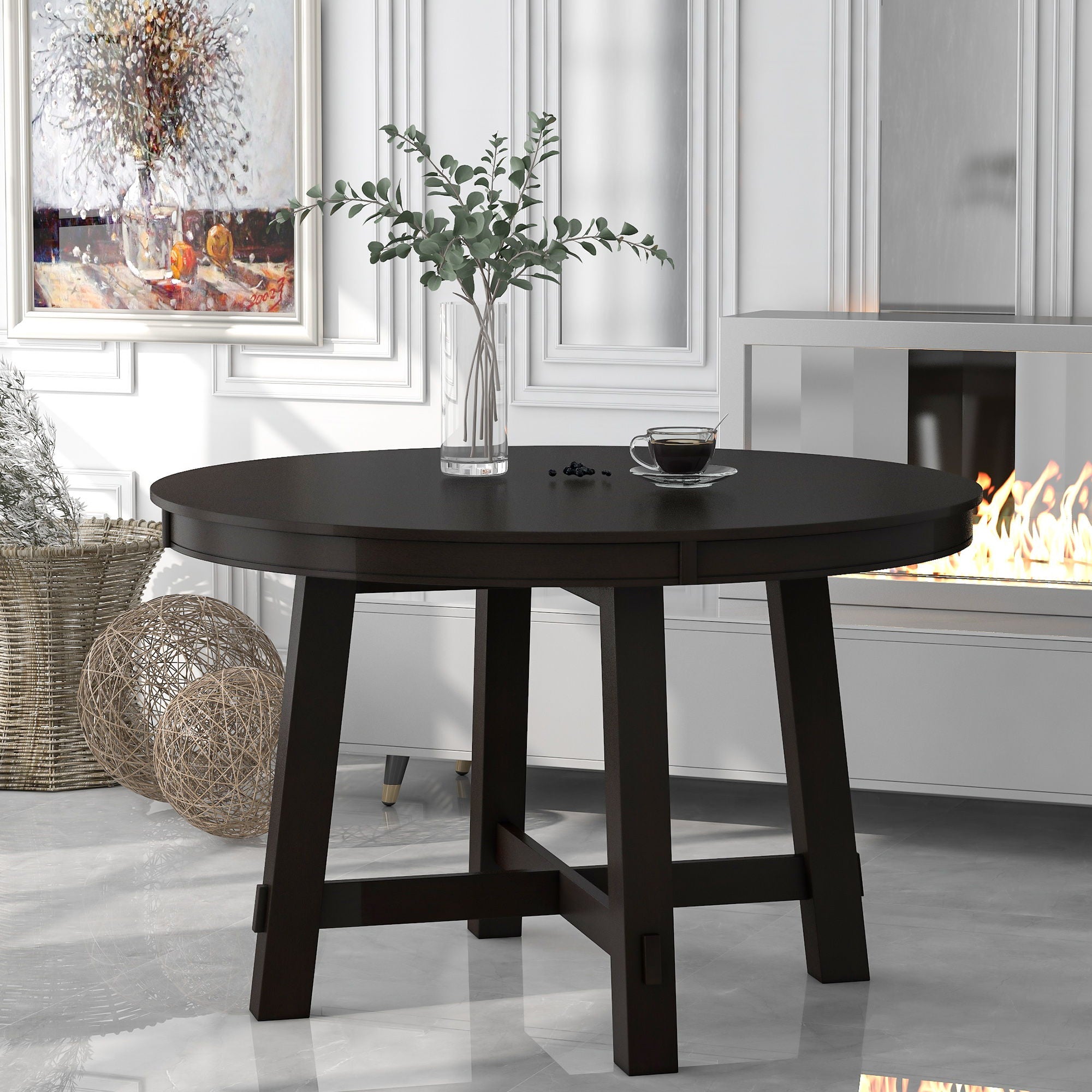Gia - Round Extendable Dining Table With 16 Leaf Wood