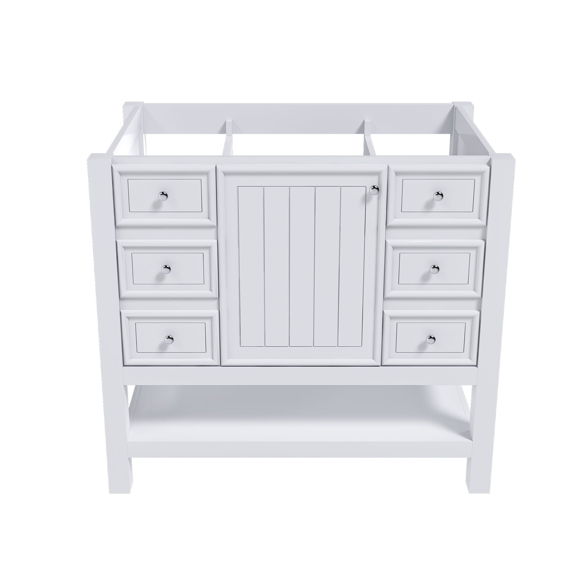 36 Bathroom Vanity With 1 Cabinet And 3 Drawers 1, Storage Solution - White