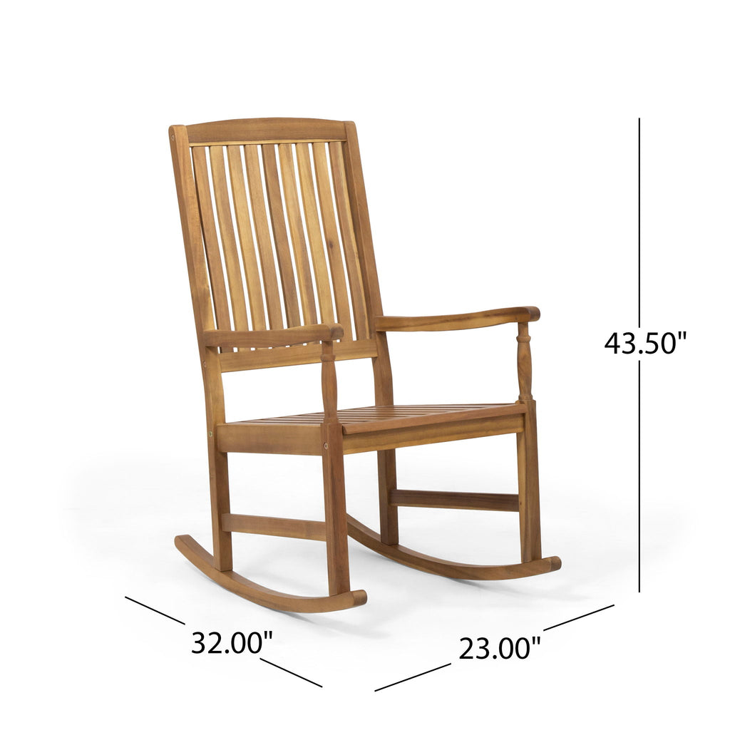 Muse - Outdoor Acacia Rocking Chair With Slat Design - Teak