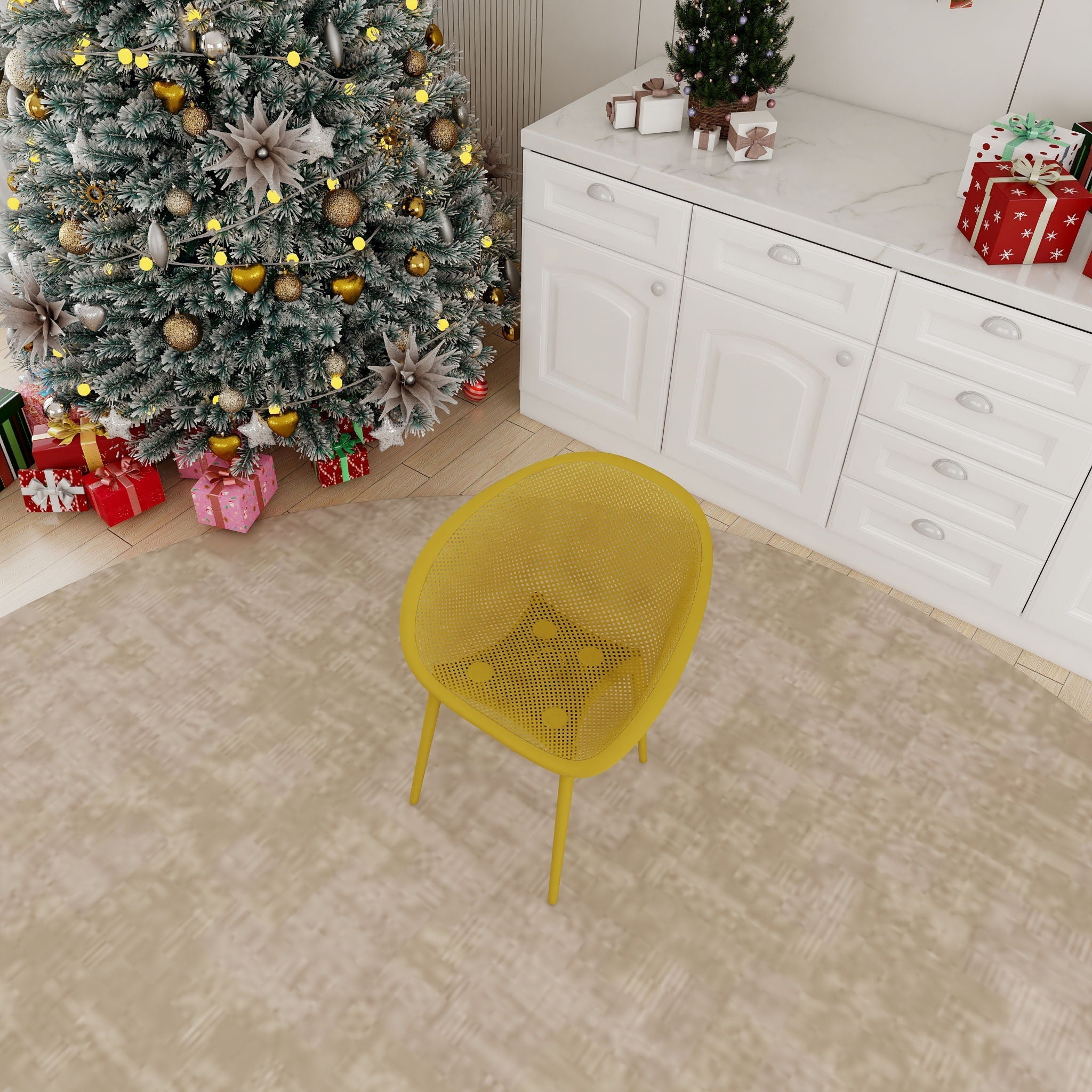 2 Piece Durable Single Chair With Mesh Hollow Out Design