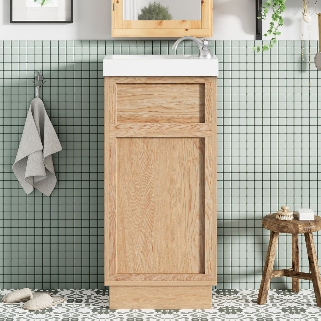 15.75 Bathroom Vanity With Reversible Resin Sink And Cabinet - Wood