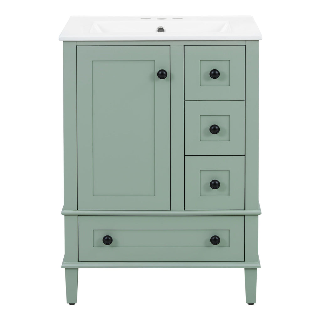 Bathroom Vanity With Integrated Basin, Soft Close Drawers, Door Mounted Double Layer Shelf