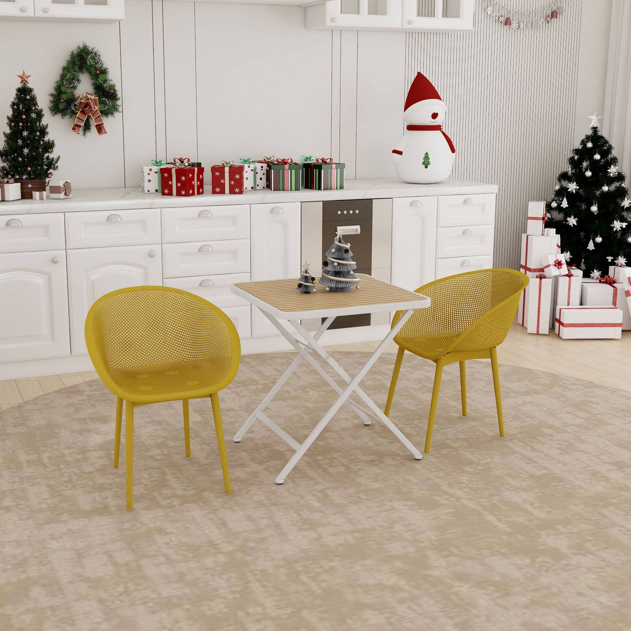 2 Pack Lounge Chair Set & Folding Square Table