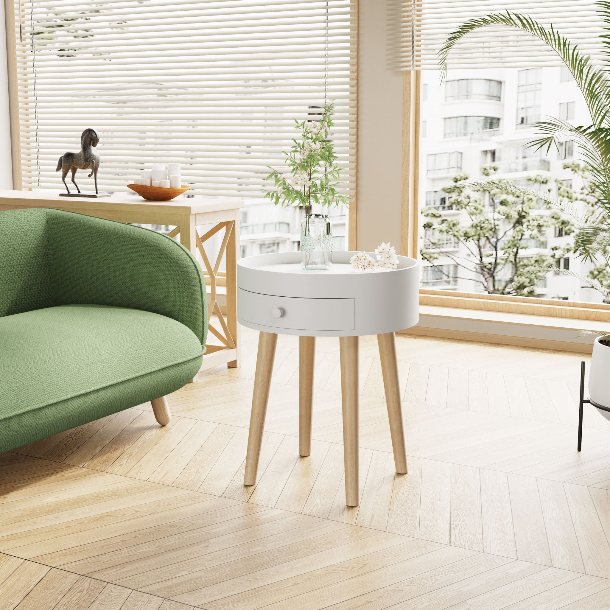 Nightstand With Storage Drawer, Bedside Table For Bedroom - White