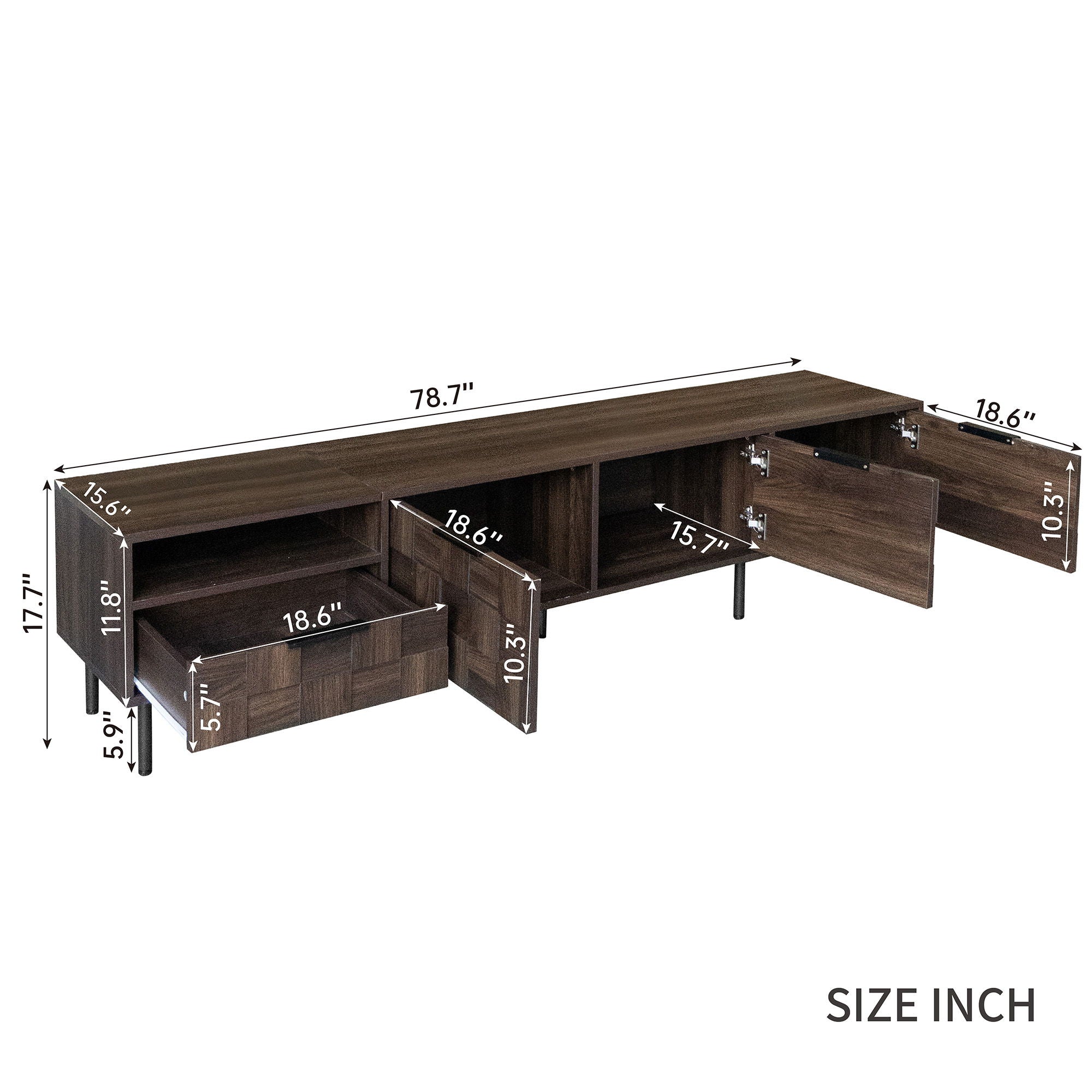 78 TV Stand With Storage Cabinets For Living Room - Walnut