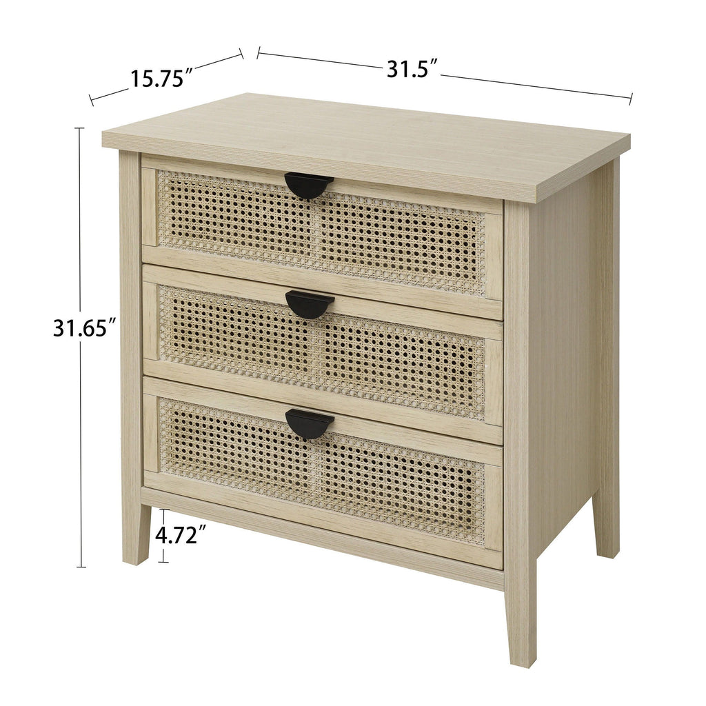 3 Drawer Cabinet, Suitable For Bedroom - Natural