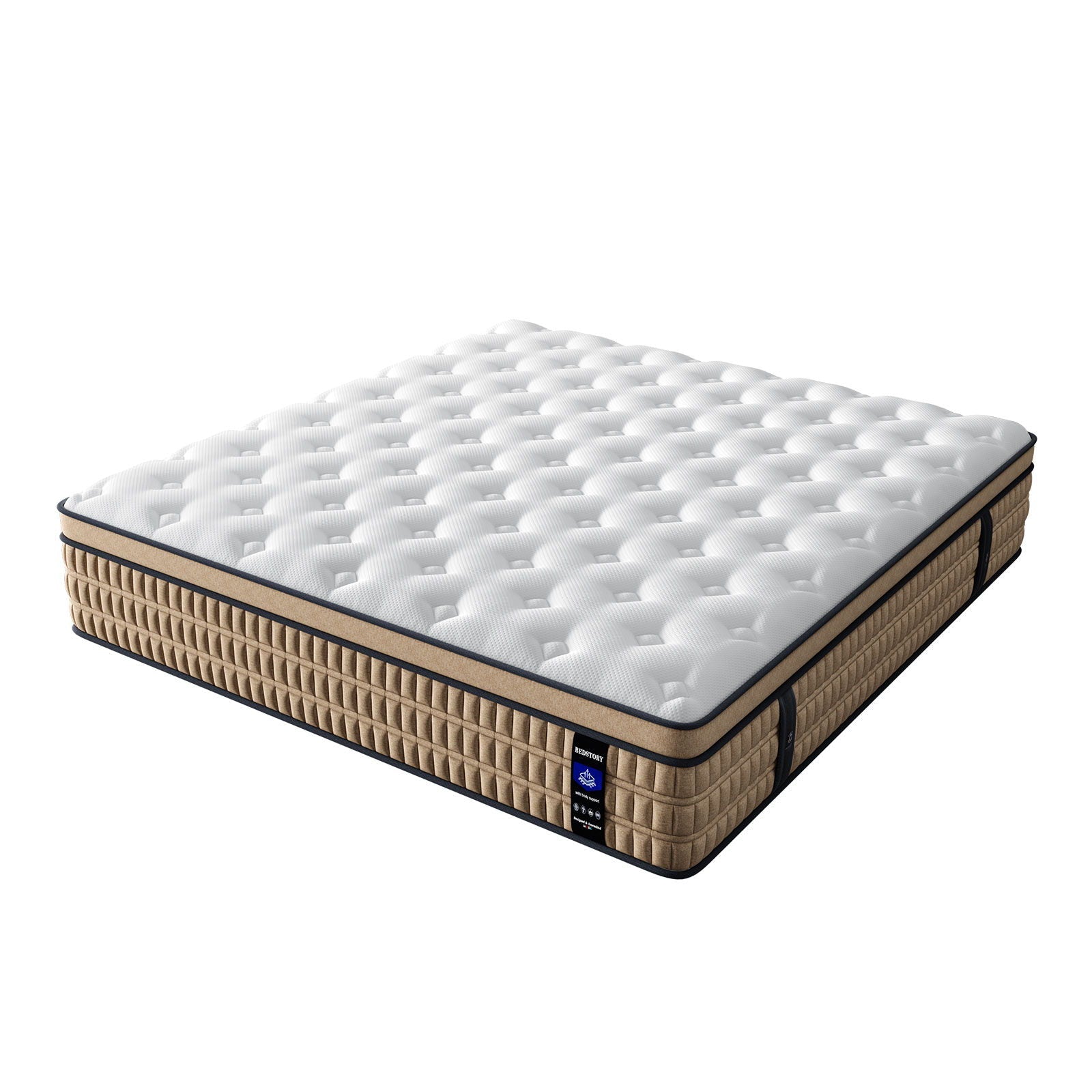 14 King Mattress Hotel Collection Hybrid Mattress With Gel Memory Foam & Pocket Springs - Brown / White