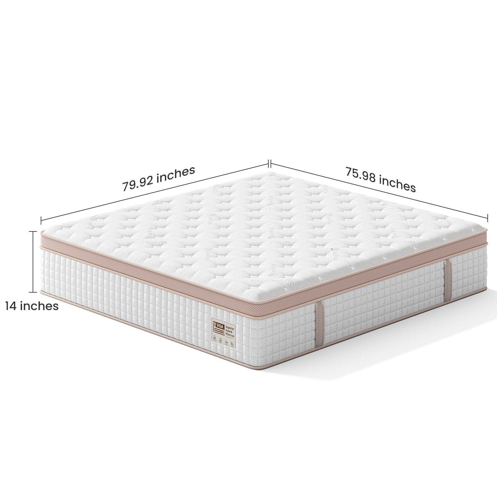 14 King Size, Firm Hybrid Mattress, Gel Memory Foam & Pocket Springs, Pressure Relief, Motion Isolation, Ergonomic Bed - White