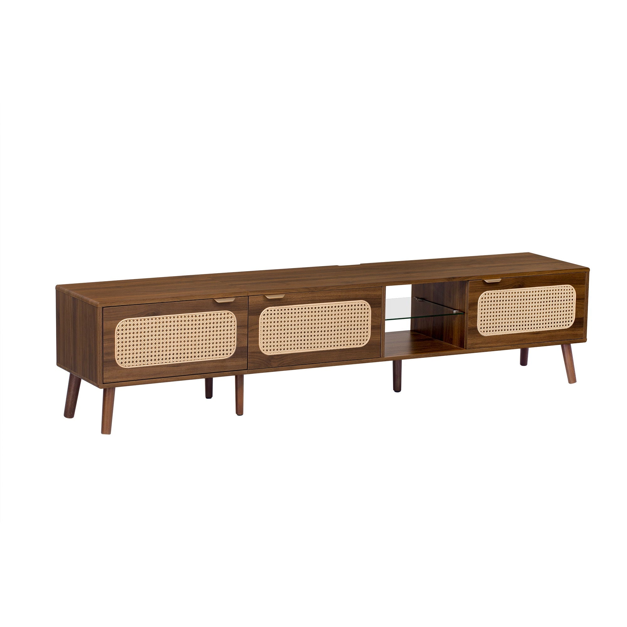 78 TV Stand With Ample Storage And Open Shelving - Walnut