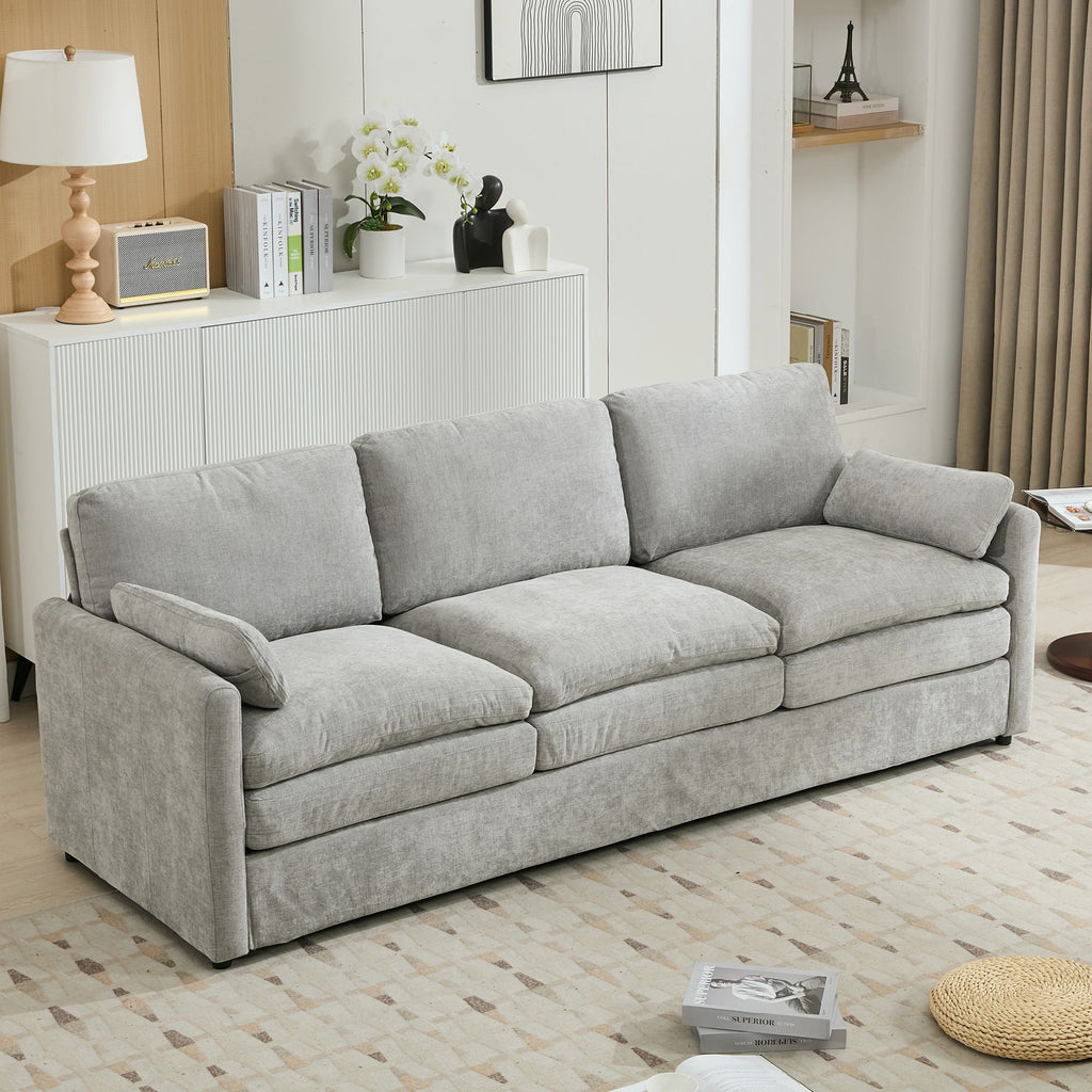 Cozy Upholstered 3 Seater Sofa With Double Cushion