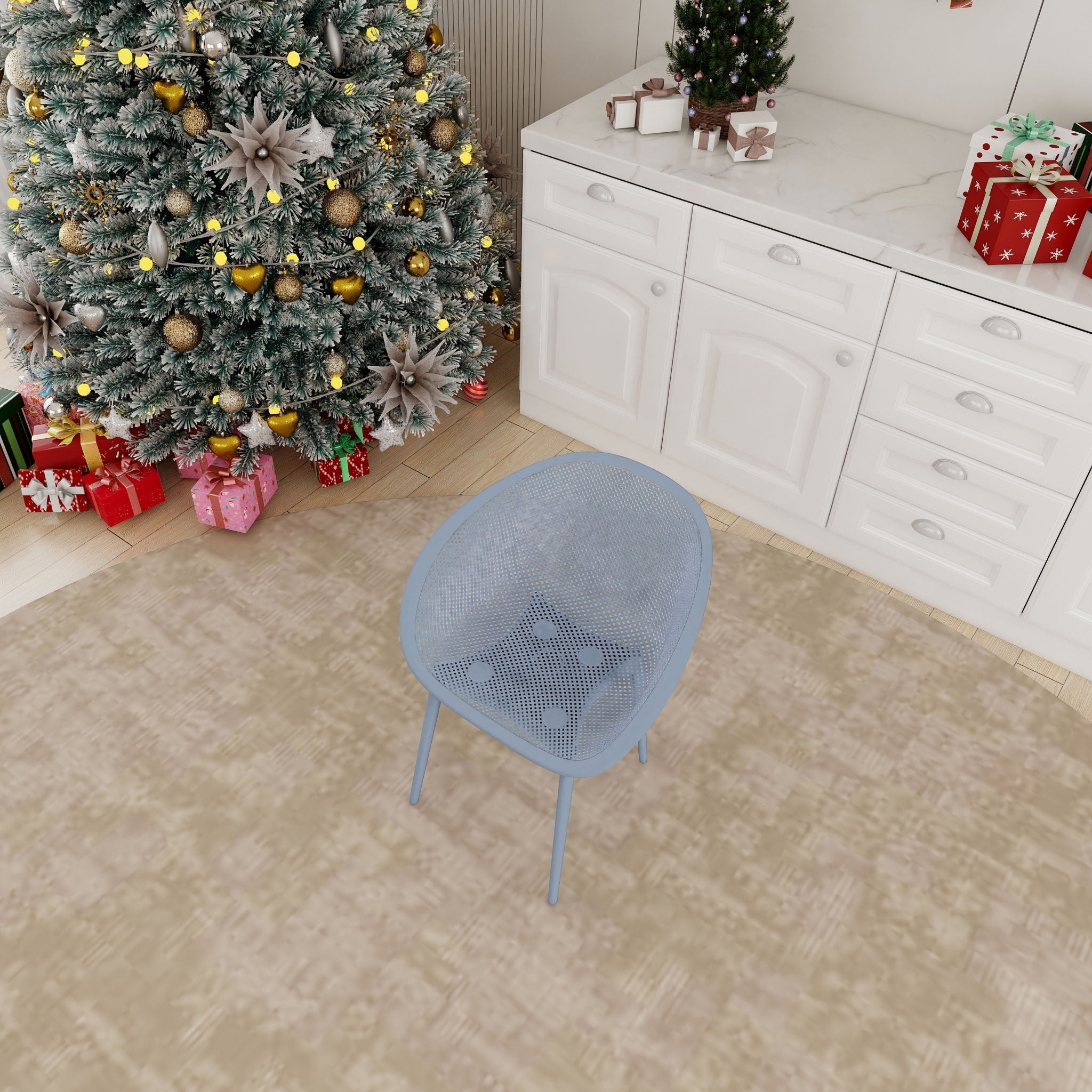 2 Piece Durable Single Chair With Mesh Hollow Out Design