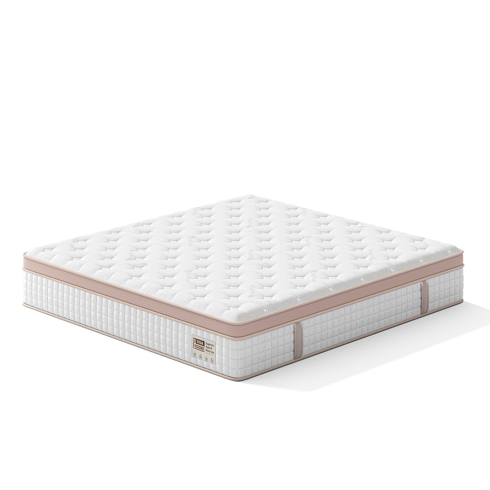12 King Size Firm Hybrid Mattress, Gel Memory Foam & Pocket Springs, Pressure Relief, Motion Isolation, Ergonomic Bed - White
